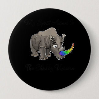Chubby Unicorn Rhino Funny Cute Schattig Animal Ronde Button 4,0 Cm