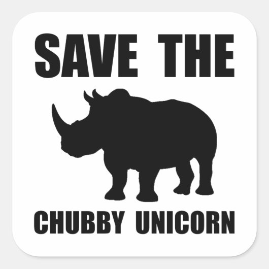 Chubby Unicorn Rhino Vierkante Sticker (Voorkant)
