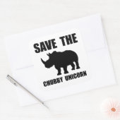 Chubby Unicorn Rhino Vierkante Sticker (Envelop)
