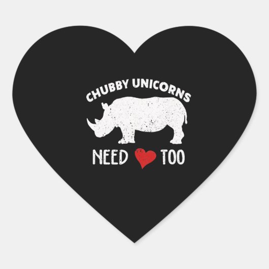 Chubby Unicorns heeft liefde voor kostuum cadeau n Hart Sticker (Voorkant)