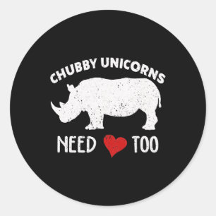 Chubby Unicorns heeft liefde voor Rhino Rhinoceros Ronde Sticker