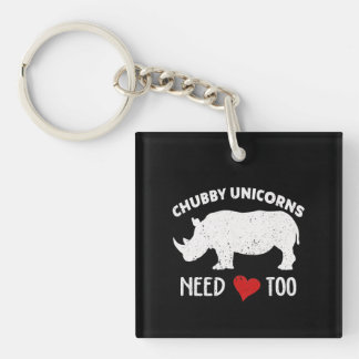 Chubby Unicorns heeft liefde voor Rhino Rhinoceros Sleutelhanger