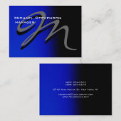 Chubby Uniek Zwart Blauw Monogram Visitekaartje (Voorkant / Achterkant)