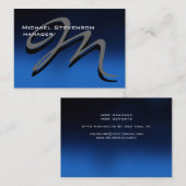 Chubby Unique Blue Gray Monogram Visitekaartje (Voorkant / Achterkant)