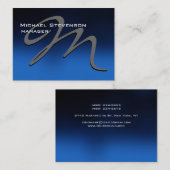 Chubby Unique Blue Gray Monogram Visitekaartje (Voorkant / Achterkant)