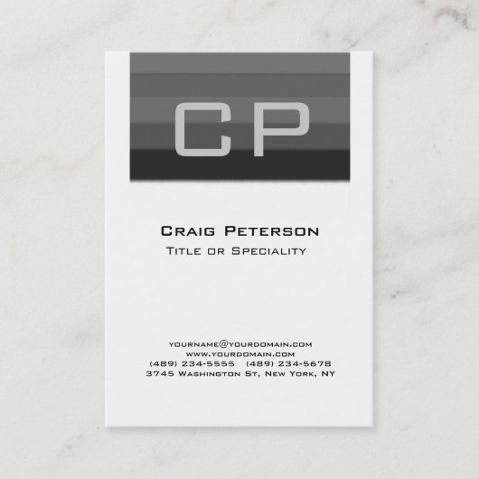 Chubby Vertical Black White Monogram Visitekaartje (Voorkant)