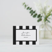 Chubby Vertical Black White Stripes Plain Modern Visitekaartje (Staand voorkant)