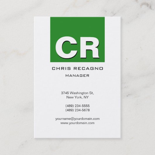 Chubby Vertical Forest Green White Visitekaartje (Voorkant)