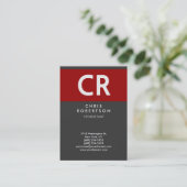 Chubby Vertical Red Grey Monogram Visitekaartje (Staand voorkant)
