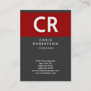 Chubby Vertical Red Grey Monogram Visitekaartje