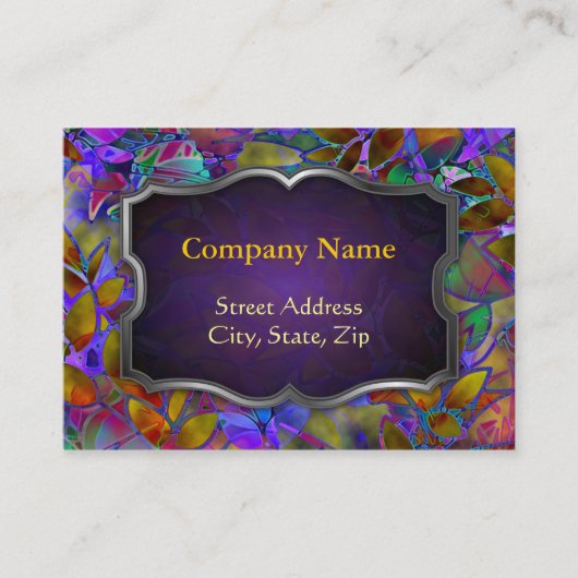 Chubby Visitekaartje Floral Abstract Glas in lood (Voorkant)