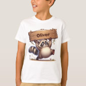 Chubby Wasbeer met aanpasbare naamplaat T-shirt (Voorkant)