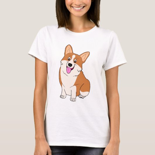 Chubby Welsh Corgi Cartoon T-shirt (Voorkant)
