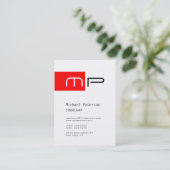 Chubby White Red Stripe Monogram Visitekaartje (Staand voorkant)