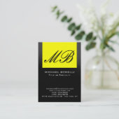 Chubby yellow grijs zwart monogram visitekaartje (Staand voorkant)