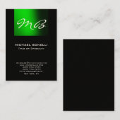 Chubbygroen zwart monogram modern visitekaartje (Voorkant / Achterkant)
