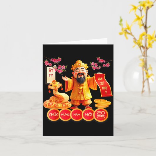 Chuc Mung Nam Moi 2025 Vietnamese Family Lunar New Kaart (Gele Bloem)