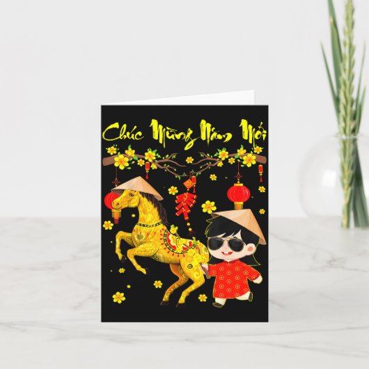 Chuc Mung Nam Moi Binh Ngo Tet 2026 Vietnamese Gir Kaart (Voorkant)