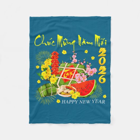 Chuc Mung Nam Moi Vietnamees Fleece Deken (Voorkant)