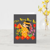 Chuc Mung Nam Moi Vietnamese Lunar New Year Ao Dai Kaart (Gele Bloem)