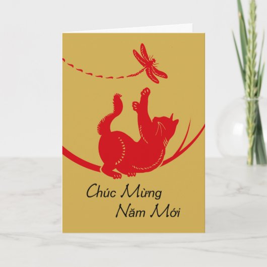 Chuc Mung Nam Moi Year of the Cat Vietnamees Kaart (Voorkant)