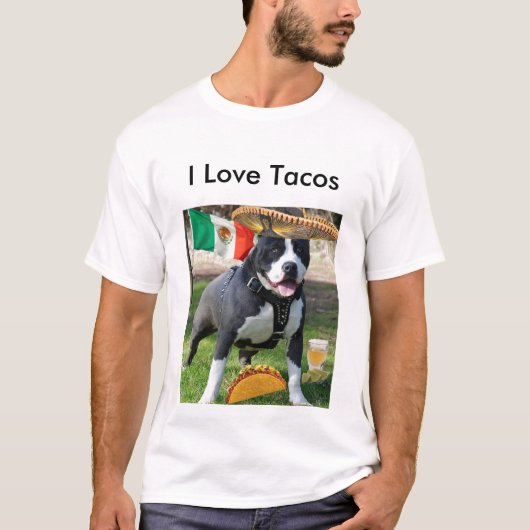 chuck3_pitbull, ik hou van Tacos T-shirt (Voorkant)