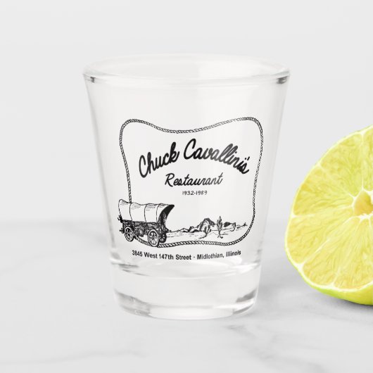 Chuck Cavallin's Restaurant, Midlothian, IL Shot Glas (Voorkant)