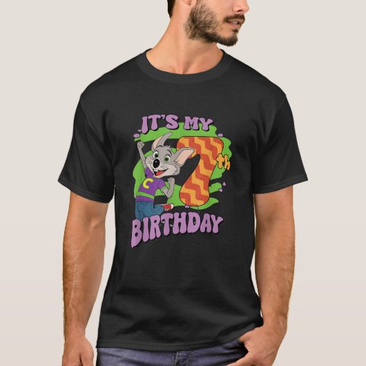 Chuck E Cheese Het is mijn 7e verjaardag Happy Chu T-shirt (Voorkant)