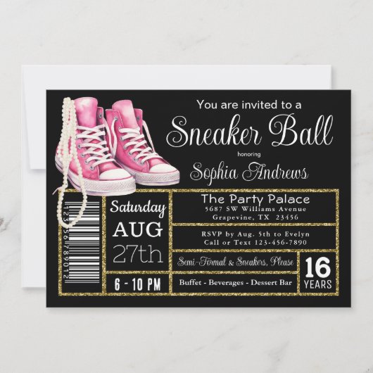 Chucks en Parels Sneaker Ball Verjaardagsfeest Kaart (Voorkant)