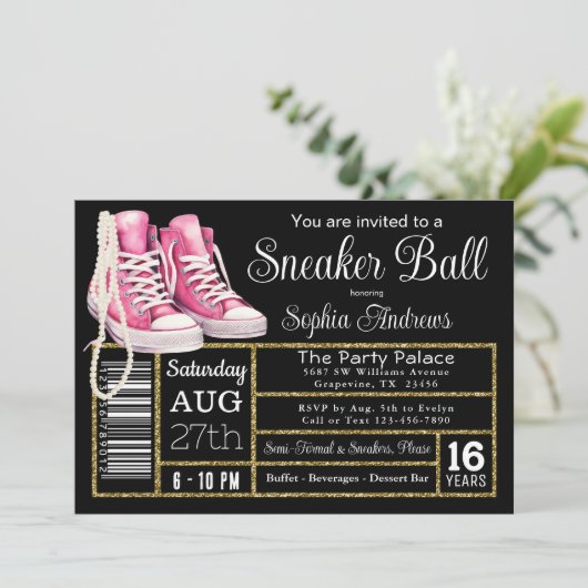 Chucks en Parels Sneaker Ball Verjaardagsfeest Kaart (Staand voorkant)