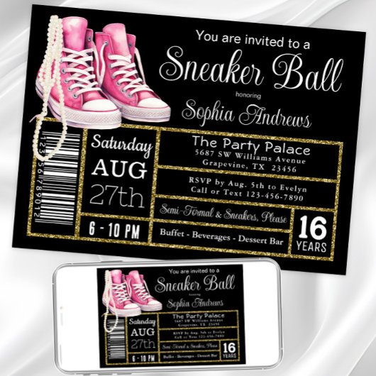Chucks en Parels Sneaker Ball Verjaardagsfeest Kaart