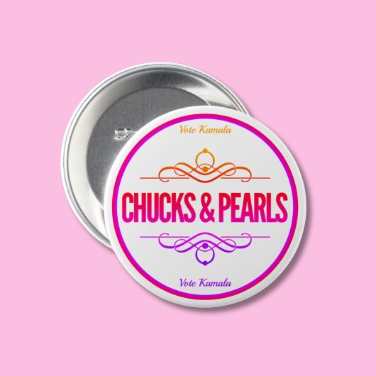 Chucks & Pearls Roze Stem Kamala Ronde Button 7,6 Cm