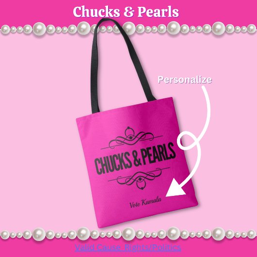 Chucks & Pearls Stem Kamala Hot Pink Canvas tas