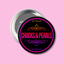 Chucks & Pearls stemmen Kamala Black Ronde Button 7,6 Cm