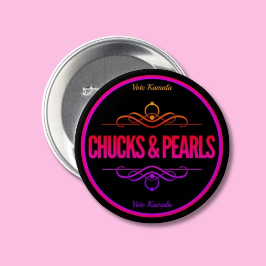 Chucks & Pearls stemmen Kamala Black Ronde Button 7,6 Cm