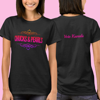 Chucks & Pearls stemmen Kamala Black T-shirt