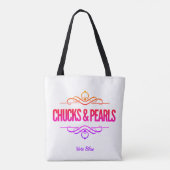 Chucks & Pearls stemmen Kamala Black Tote Bag (Achterkant)