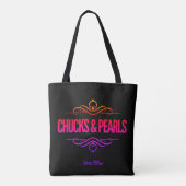 Chucks & Pearls stemmen Kamala Black Tote Bag (Achterkant)