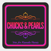 Chucks & Pearls stemmen Kamala Black Vierkante Sticker (Voorkant)