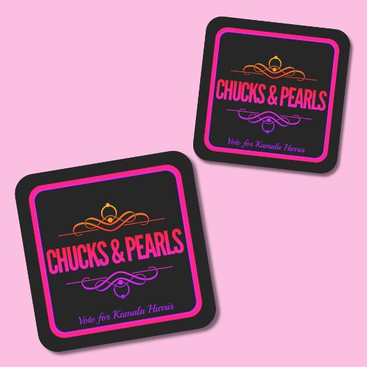 Chucks & Pearls stemmen Kamala Black Vierkante Sticker