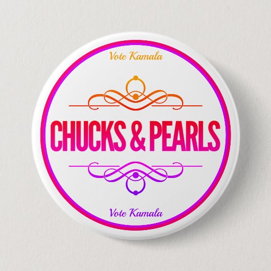 Chucks & Pearls stemmen op Kamala Ronde Button 7,6 Cm (Voorkant)