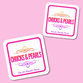 Chucks & Pearls stemmen op Kamala Vierkante Sticker