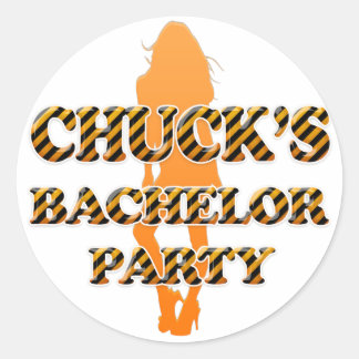 Chuck's vrijgezellenfeest ronde sticker