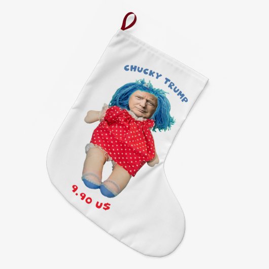 Chucky Donald Trump Doll Grote Kerstsok (Voorkant (Hangend))