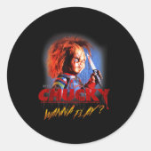 Chucky Halloween Design W Play Ronde Sticker (Voorkant)