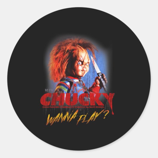 Chucky Halloween Design W Play Ronde Sticker (Voorkant)