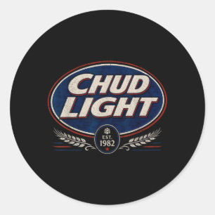 Chud Light Grappige Parodie Bier Stijl Humor Vinta Ronde Sticker