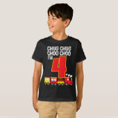 Chug Chug Choo Choo Ik ben 4 4e verjaardag trein f T-shirt (Voorkant volledig)