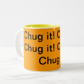 Chug het! tweekleurige koffiemok (Voorkant links)