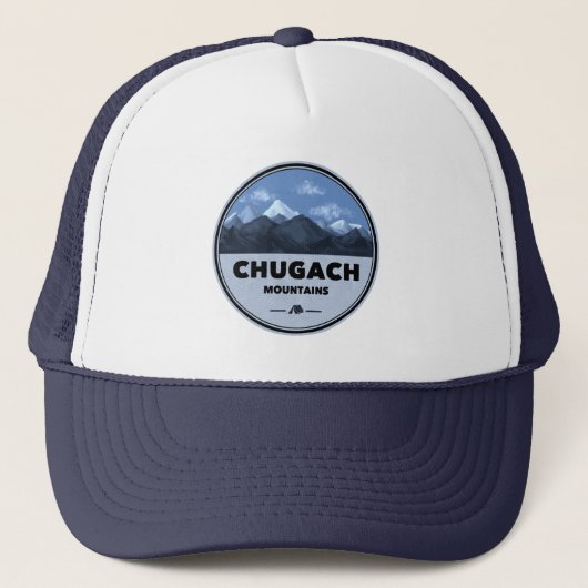Chugach Mountains Alaska Kamperen Trucker Pet (Voorkant)